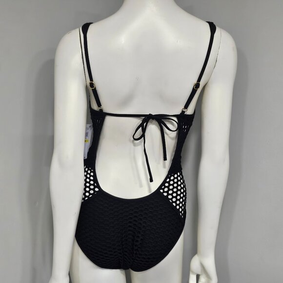 Becca Fishnet Plunge-Neck One-Piece Swimsuit - Picture 4 of 11